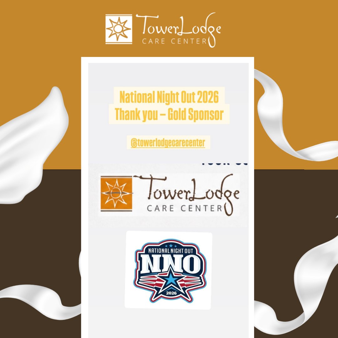 TowerLodgeCare's tweet photo. A heartfelt thank you to Chief Sean O'Halloran of the Wall Police Department for recognizing Tower Lodge Care Center as a Gold Sponsor for National Night Out 2026! 💙⭐
#TowerLodgeCareCenter #NationalNightOut #GoldSponsor #WallNJ #CommunityPartnership #SupportingOurCommunity https://t.co/YHIKBnn9cy