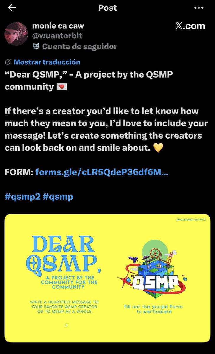 Applepisc's tweet photo. Si pueden déjenle mensajitos lindos a alo en esta dinámica de qsmp :3 https://t.co/tCk28SUPY6