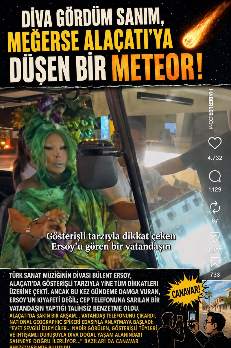 Edebiya60920231's tweet photo. Diva Gördüm Sanım, Meğerse Alaçatı’ya Düşen Bir Meteor! https://t.co/mtPElobXHv