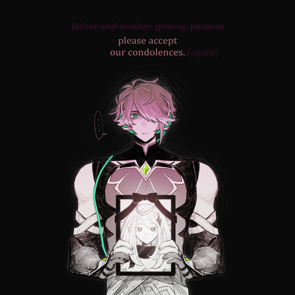 besudaru's tweet photo. and then lady death said: "i'm glad to see you again, young falcon, you've grown so much since our last meeting"

#alhaitham #paimon https://t.co/m7eoFlNqnb