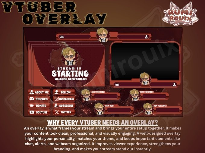 Rumirouix_vt's tweet photo. Why Overlay is important for vtubers/streamers?

A clean overlay makes your stream look professional, keeps everything organized, and helps viewers stay engaged

#VTuber #Streamer #StreamingSetup #VTuberOverlay #TwitchStreamer #KickStreamer #YouTubeGaming https://t.co/5kKYq1SJBZ