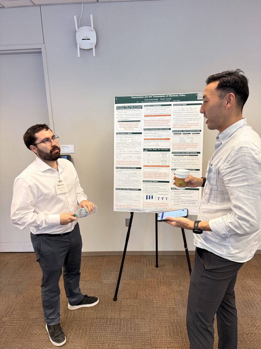 MFRProgram's tweet photo. Today's Young Scholars Poster Session includes @LeweiHe (UChicago), @vicenteajg (MIT), @jsebastianla1 (Princeton), Jiaer Janet Liu (UCLA), and @RikutoOnishi (UT Austin). #MFRSummerSession #MacroFinance #EconTwitter https://t.co/bUSYdDFi5u