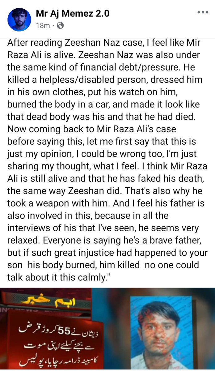 MrAjMemes's tweet photo. I think Mir raza Ali Still Alive 

#MirRazaAli https://t.co/nk8GnrxQQh