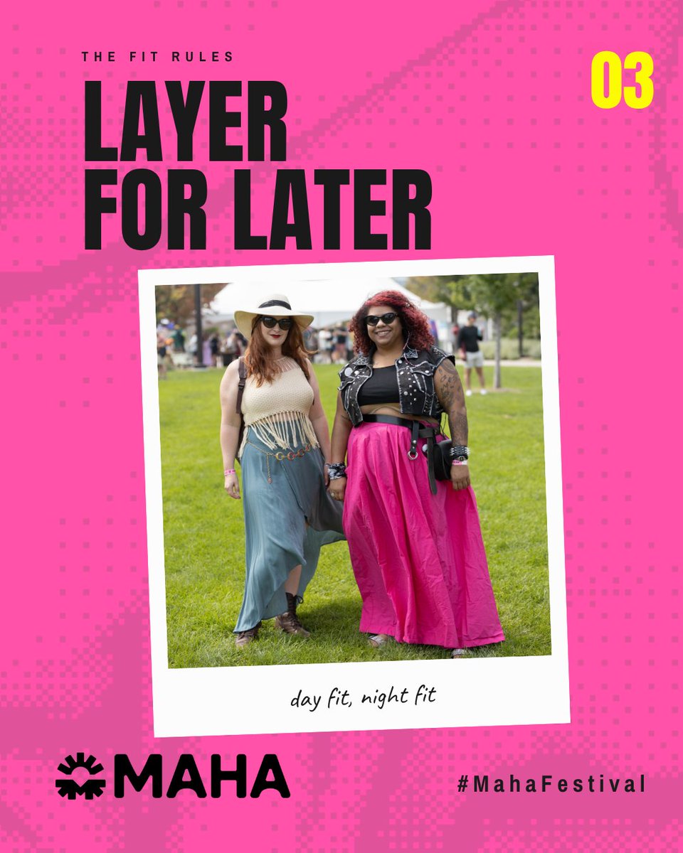 mahafestival's tweet photo. Swipe for festival fit inspo pulled straight from the Maha crowd! 👇 Saturday, August 8 • Heartland of America Park https://t.co/rkVqd5AVnl
Tag us in your fit pics Saturday, we're resharing all day!

#MahaFestival #Maha2026 #OmahaEvents #FestivalSeason #FestivalOutfits https://t.co/Uw7QbKo4ww