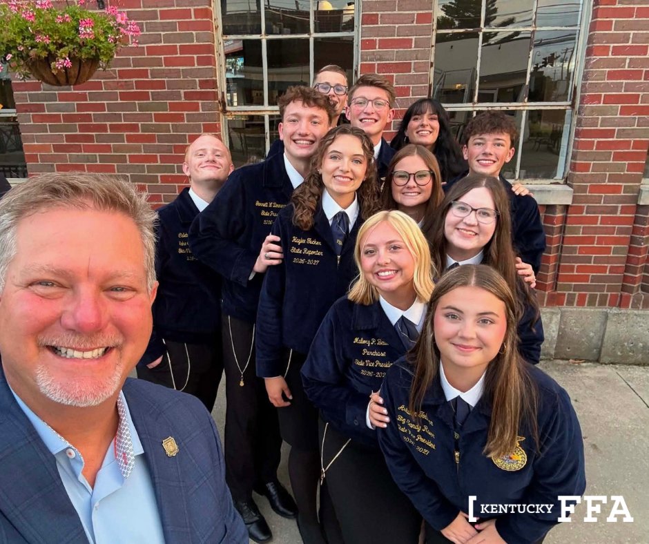 KentuckyFFA's tweet photo. Kentucky FFA State Officers recently completed Checkpoint, sharpening workshop facilitation skills with National FFA facilitator Andrew Seibel, connecting with Foundation supporters, touring Kentucky Farm Bureau with KY 4-H, and participating in Ag Tag Program photos. #KYFFA https://t.co/0HikLMZAOd