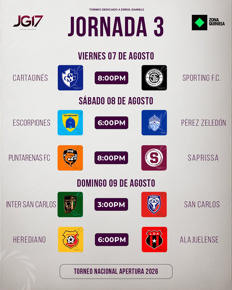 JBoban17's tweet photo. JORNADA 3 | @ZonaQuiniela

↪️ Primer Clásico Provincial 🐯🦁 
↪️ Primer Partido en casa para Escorpiones en primera división. 
↪️ Primer Derby Norteño: ISC vs SCA

#ligapromerica https://t.co/UGrcgrFNhf