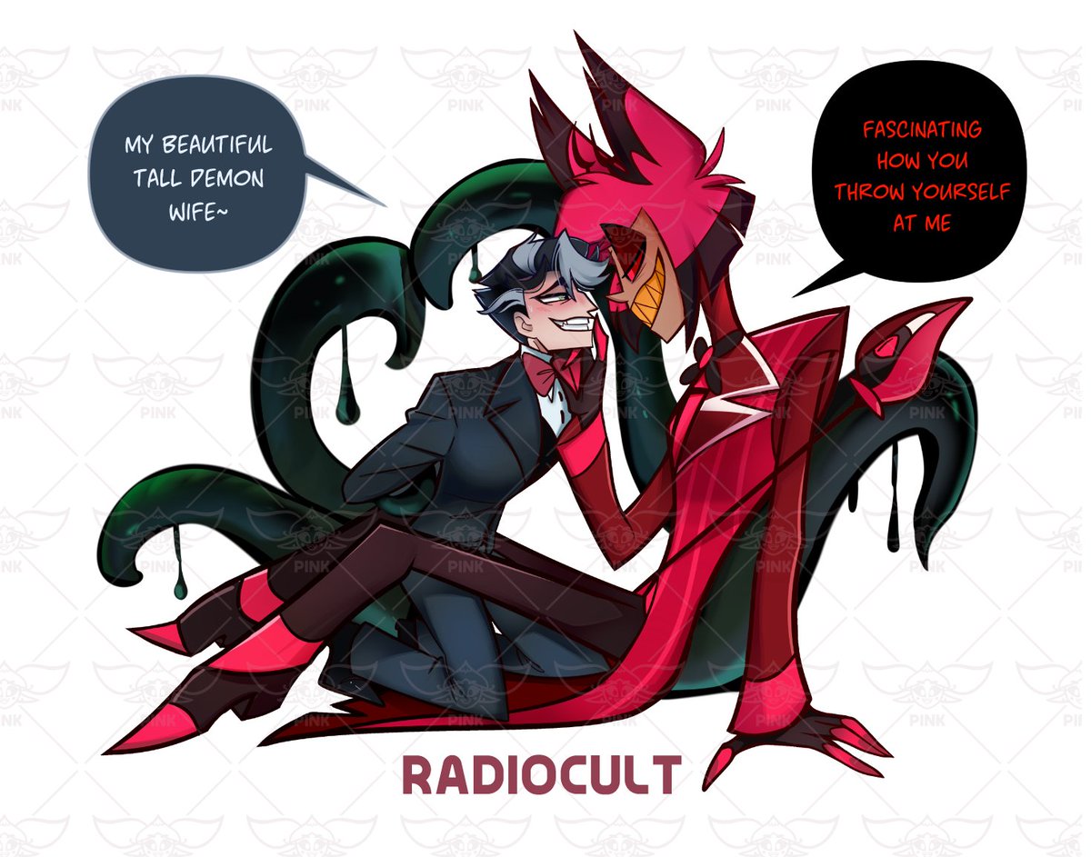 pinksartdump's tweet photo. FINALLY IM DONE, merch drop on friday :))) #hazbinhotelfanart #radiostatic https://t.co/esclSE6zdQ