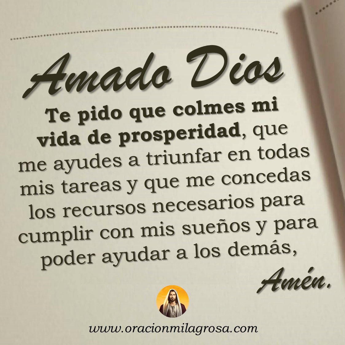 oracion_milagro's tweet photo. ORACIÓN PARA LA RIQUEZA Y LA PROSPERIDAD: Amado Dios, por favor abre las ventanas del cielo y derrama sobre mi vida y sobre mi hogar una lluvia de bendiciones y prosperidad. Confío en tu amor, en tu bondad y sé que Tú me ayudarás.

Continúa orando en: https://t.co/DghTgqwPq6 ✨