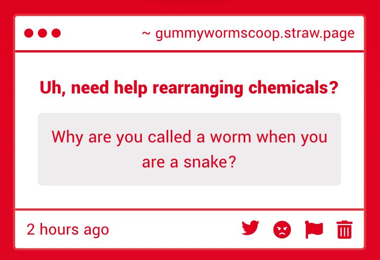 gummywormSC00P's tweet photo. I don’t know??? My parents would call me a worm after I came out, so… https://t.co/0fc8hc86mR