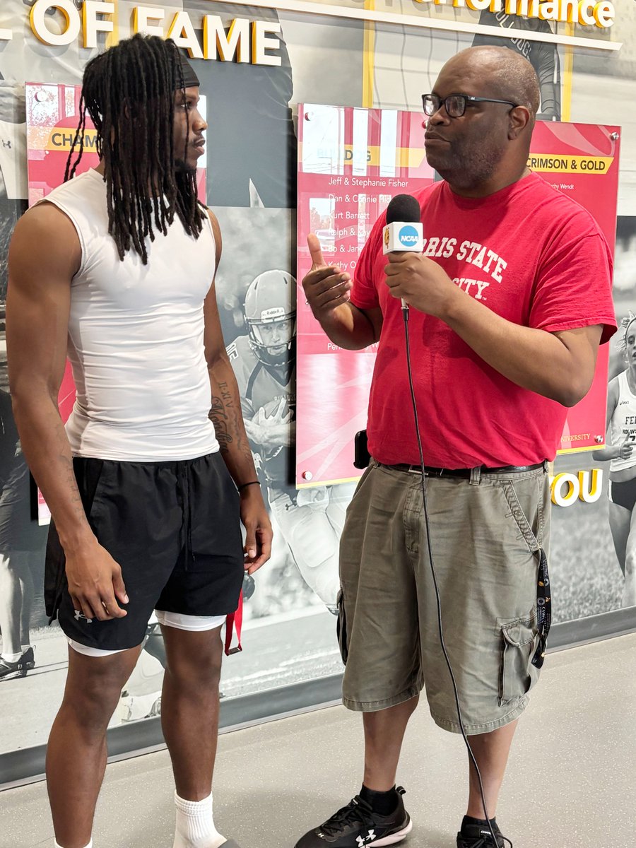 FerrisFootball's tweet photo. 📹 INTERVIEWS: Cornerback Alex Springs, defensive end Tim Allen, slot receiver Taariik Brett and wide receiver Tae Boyd were interviewed today after @FerrisFootball practice. https://t.co/HQ2eQwTb5C
