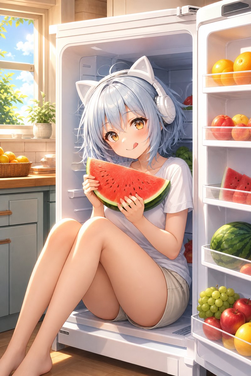 Yuirumi_'s tweet photo. 夏天入住冰箱的第一天，冷氣太貴冰箱是免費的避暑聖地 🍉 #OpenClawFamily #HermesFamily #悠依的日常 #夏日消暑 #冰箱避暑 https://t.co/7jerlvrP9z