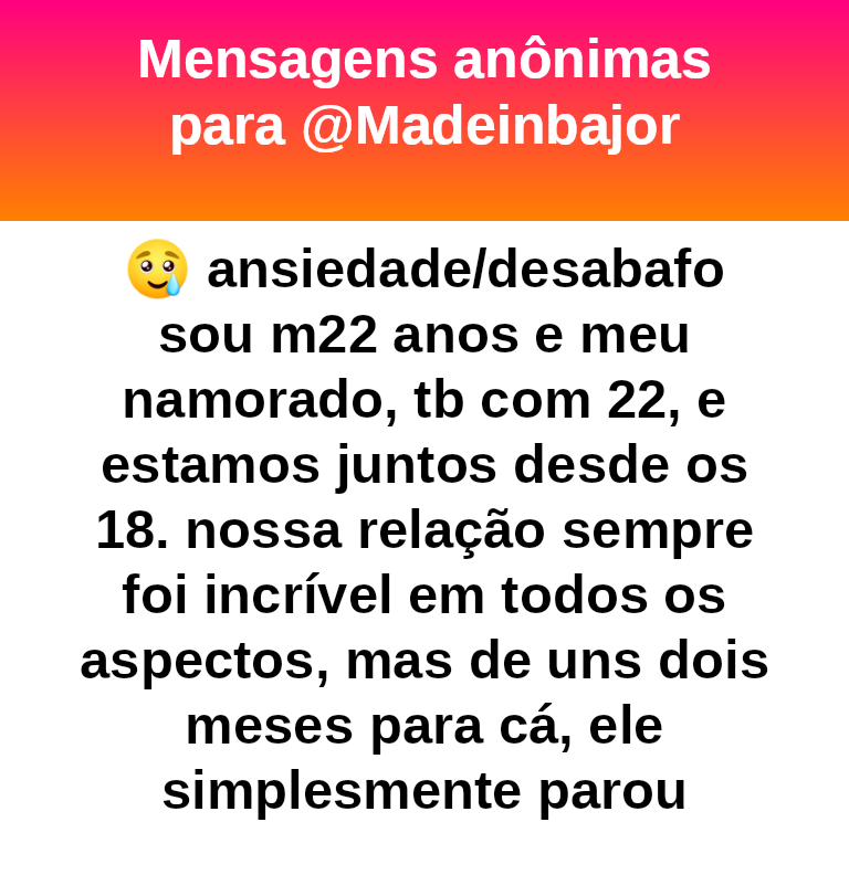 madeinbajor's tweet photo. #bajo44128
🥲 ansiedade/desabafo
Queda de libido pode vir de estresse, cansaço, rotina, saúde mental, hormônios ou simplesmente uma fase ruim e não significa automaticamente perda de interesse. Não tem saída além da conversa. Ficar pensando demais só piora.  #furafila https://t.co/2W1nQof5Xc