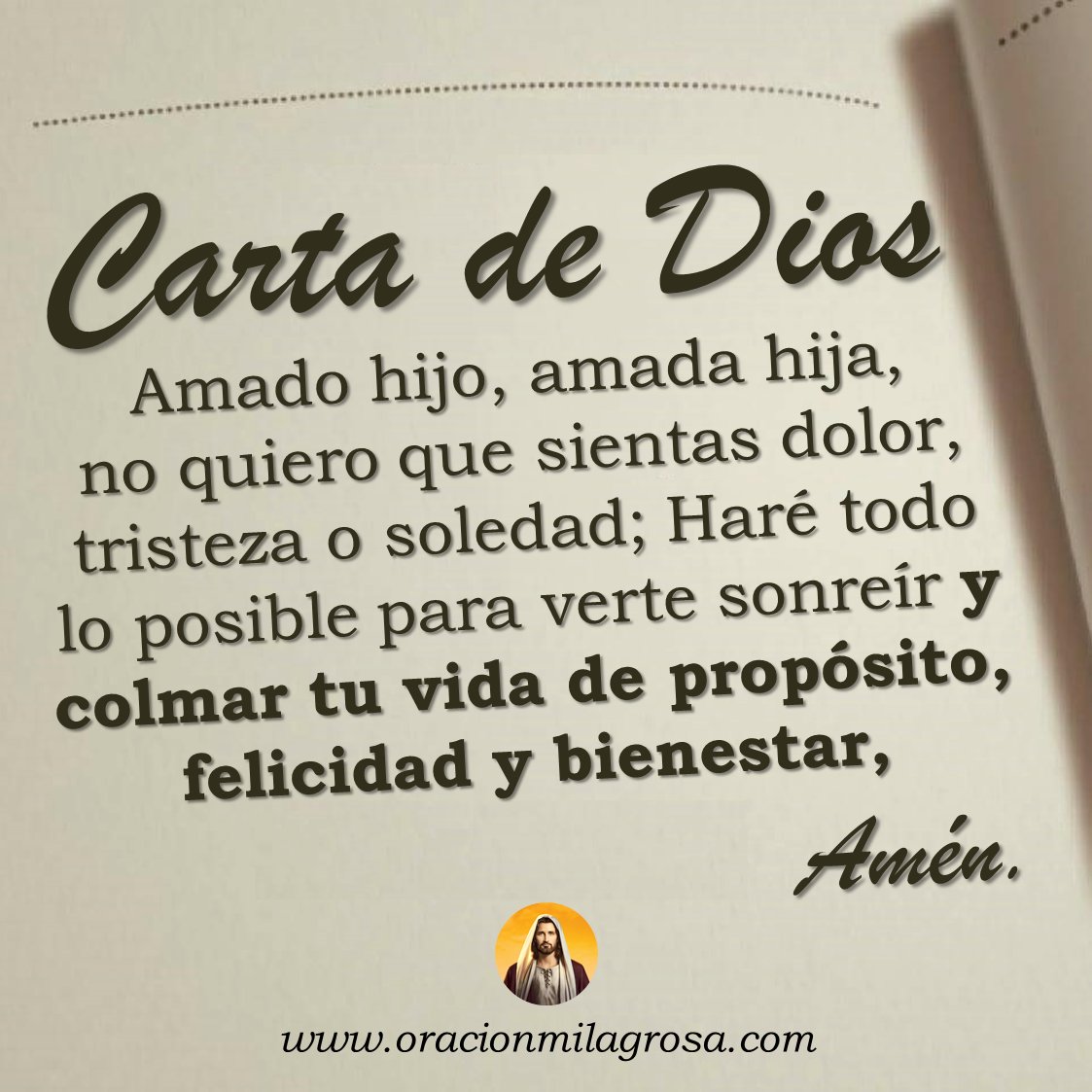 oracion_milagro's tweet photo. CARTA DE DIOS PARA TUS DÍAS DE TRISTEZA: DIOS ha visto tu vida, tus luchas, tus tristezas y Él tiene hoy unas palabras de motivación y esperanza justas para ti. Descubre esta carta y recibe la paz y la prosperidad que hay en ella.

Recibe esta carta en: https://t.co/B4ydDfI4kt 🌿