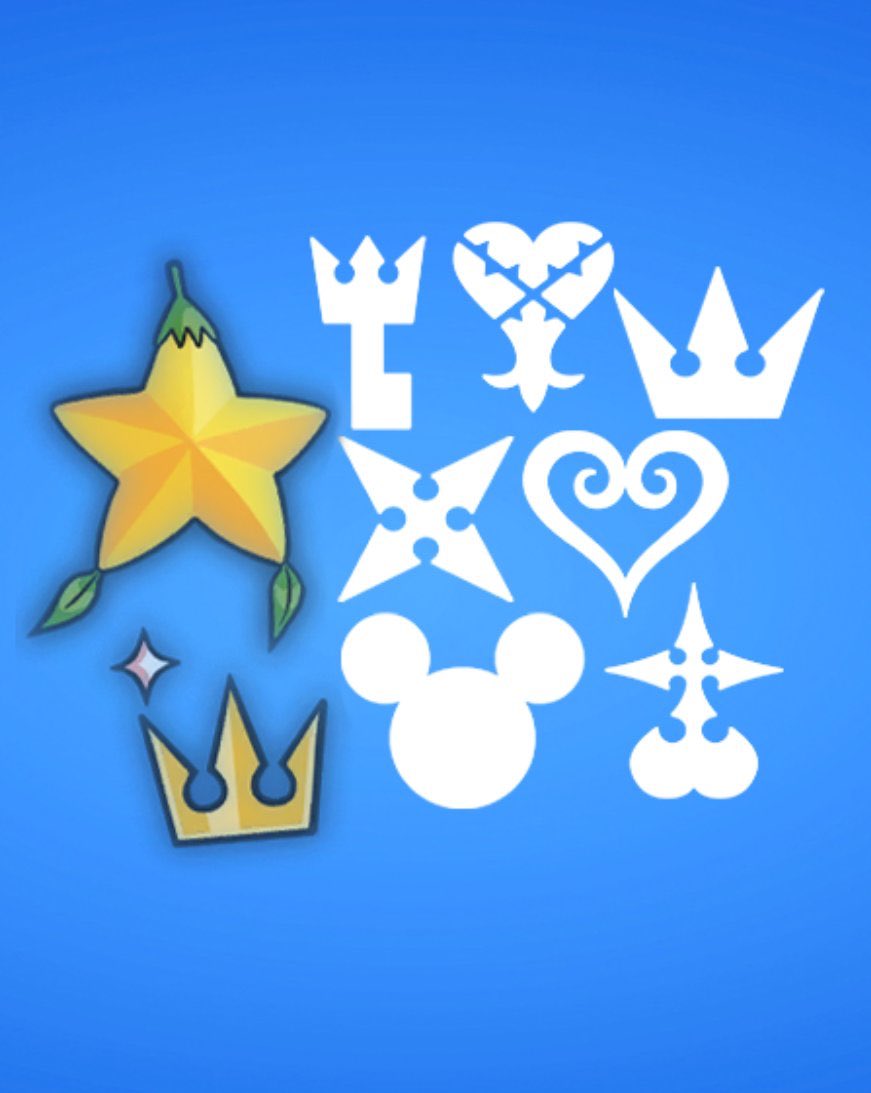 SoraKeyHearts's tweet photo. ¡¡MÁS INFORMACIÓN DE KINGDOM HEARTS x FORTNITE!!

Estos serán todos los símbolos que aparecerán en los coches y pegatinas de la colaboración. https://t.co/4PhAlOAMEn