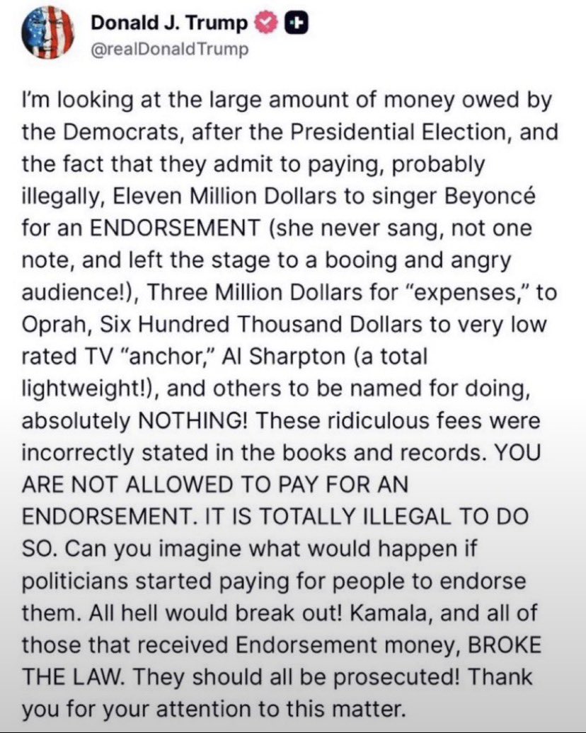 TheTrumpForce47's tweet photo. BREAKING 🚨 President Trump stuns America by calling for Kamala Harris to be prosecuted 🔥

Kamala Harris is NOT above the Law

I VOTED FOR THIS https://t.co/LOltIz3y4v