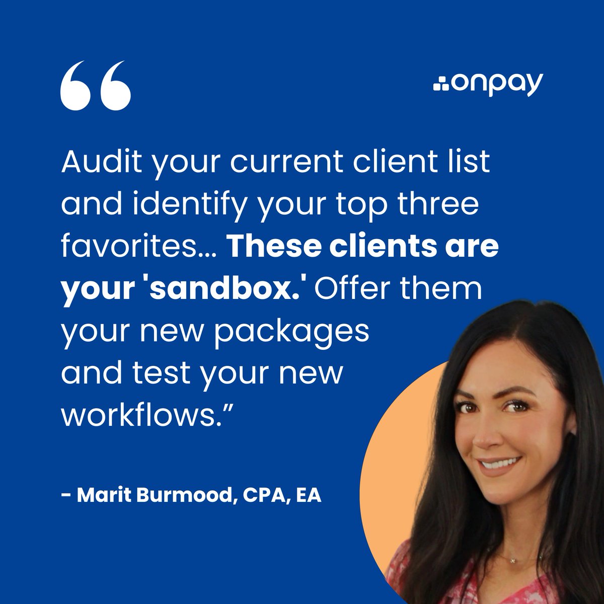 onpay_payroll's tweet photo. Want to launch new advisory services without the risk of burning out your team?

Two words: Sandbox Strategy. 🏖️

Changing your tech, pricing, and workflows all at once usually ends in exhaustion instead of growth.

Marit Burmood, CPA, EA broke down the secret to scaling CAS the smart way.

Check out the full guide: https://t.co/L3NtPgwKWb 

@theextroacc