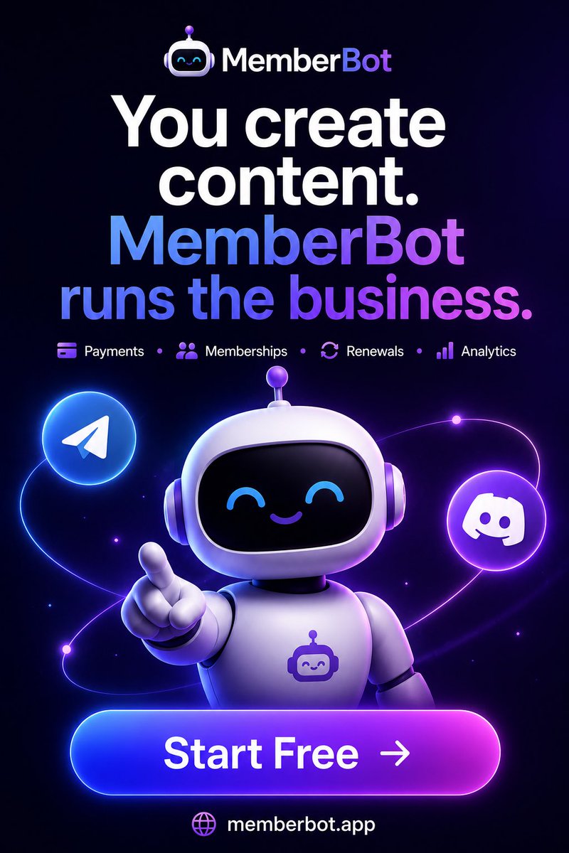 edgarobare's tweet photo. Sell memberships on Telegram or Discord
• Keep 100% of your sales — we never take a cut
• No cap or commissions on how much you make
• Get paid the way your audience actually pays: M-Pesa, PayPal, Cards, Crypto and more straight to you #memberbot
Sign up - https://t.co/KenL0UpqVg