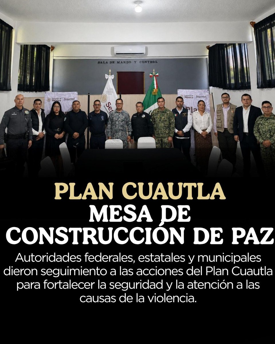 PlanCuautla's tweet photo. En la Mesa de Construcción de Paz del #PlanCuautla, autoridades federales, estatales y municipales dieron seguimiento a las acciones para fortalecer la estrategia de seguridad y la atención a las causas de la violencia en Cuautla. @Claudiashein @OHarfuch @Luis_diazdeleon https://t.co/BMgeUegwTg