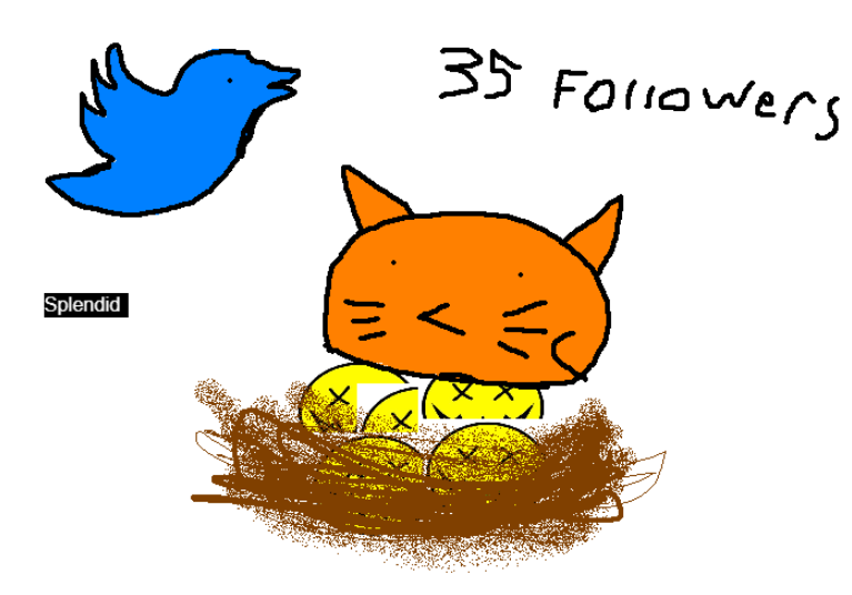 Zeeper27REAL's tweet photo. As a throwback to my 10 followers celebratory piece of art I have once again depicted myself as a bird, but instead of eggs I am nested upon Dubbylings as the promise of blowing their marketing team got me another bunch of followers so shoutout #thanksdubby #mooching #manofmyword https://t.co/ABHz0AKrq3