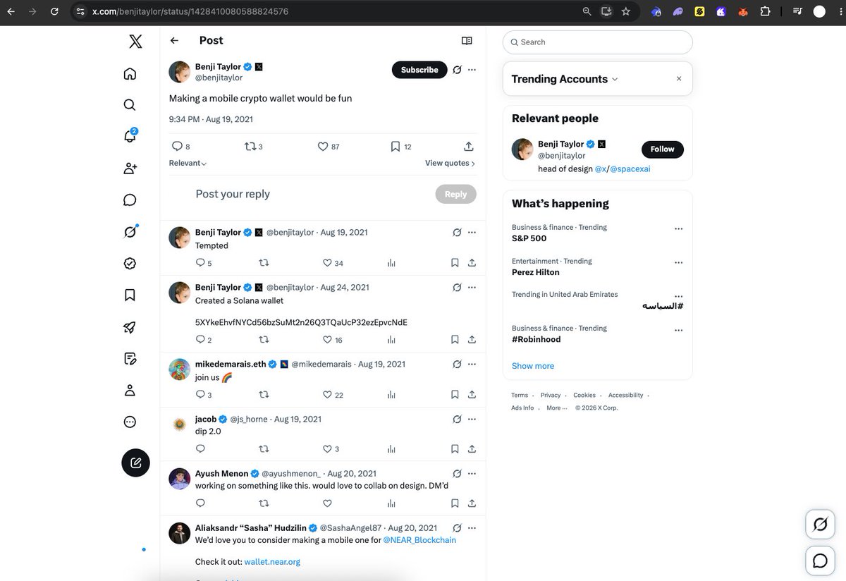 theflashonchain's tweet photo. The new head of X has posted a solana wallet back in 2021

The news of Nikita stepping down and Benji becomming the new head of X will go mega viral

Lets make him a official coin

sending him 25% + redirecting fees https://t.co/oQzuE8Leo3