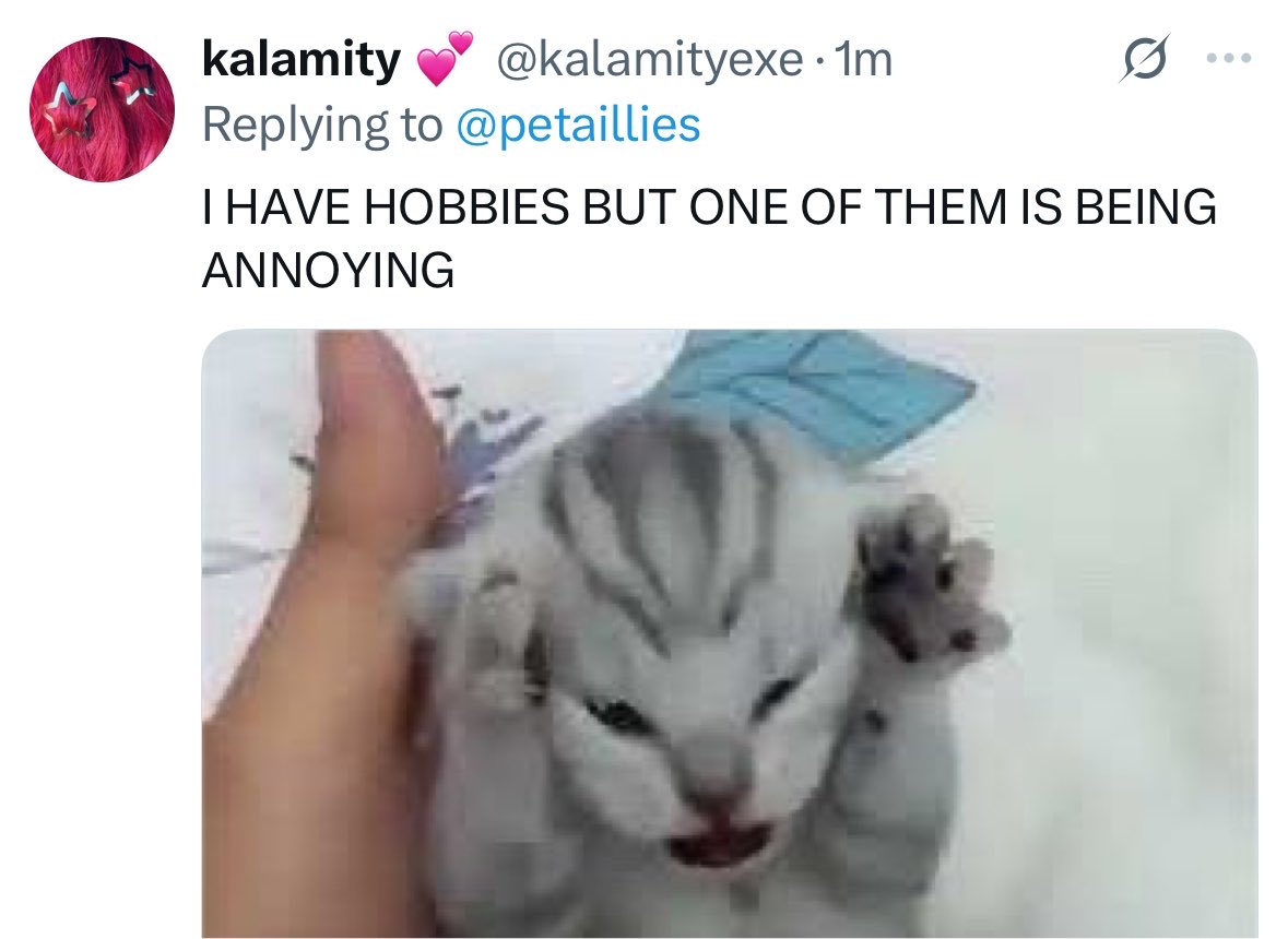petaillies's tweet photo. @kalamityexe you won the annoying person of the day go take rest https://t.co/ikVx6gXZrG