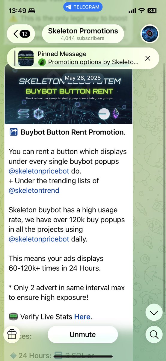 MainForce82388's tweet photo. You can actually create more awareness if you get listed on skeleton ecosystem 
You should be able to gain more visibility by running the skeleton mass dm campaign and buybot button rent ads to reach out to thousands of groups across telegram 

https://t.co/m7Ba0uSV5Q https://t.co/2S5CoyFBwk