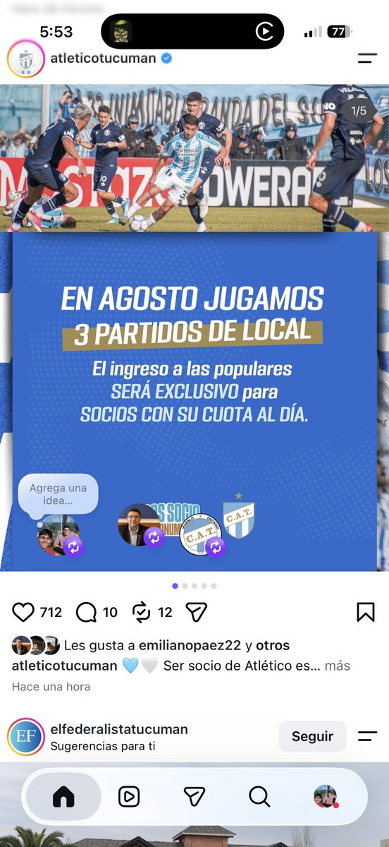 el5mentarios's tweet photo. Básicamente ese es el principal problema que tiene Atlético Tucumán. A la gente le importa una mierda el club, solo quieren ver la pelotita e ir a escabiar a Laprida y Uruguay antes del partido

Así no vamos a crecer nunca https://t.co/1VlKab37jo