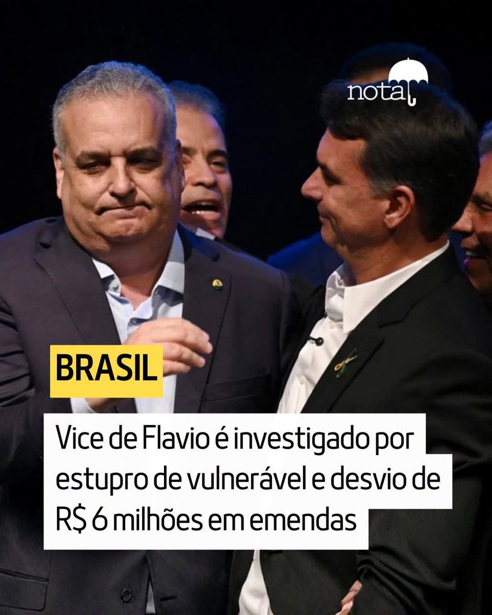 jornalnota's tweet photo. DEDO PODRE! 🚨Anunciado como vice de Flávio Bolsonaro (PL), o deputado Alfredo Gaspar (PL-AL) responde a inquérito no STF por estupro de vulnerável e é investigado por desvio de emendas. Em abril, a PF pediu ao Supremo a abertura do inquérito com base em denúncias de Soraya Thronicke (PSB-MS). 

Segundo a acusação, documentos e gravações indicariam que Gaspar manteve relacionamento com uma adolescente de 13 anos, que resultou em gravidez, além de tentativas de suborno para silenciar a família da jovem.  

A investigação segue em curso, aguardando posicionamento da Procuradoria-Geral da República.

Gaspar nega as acusações, alega perseguição política por sua atuação na CPMI do INSS e diz ter feito exame de DNA para provar inocência. 

No anúncio, Flávio elogiou o trabalho de Gaspar na comissão, em que pediu indiciamento de Fábio Luis (Lulinha) e defendeu o combate à corrupção. Gaspar também é investigado pelo TCU por suspeita de desvio de R$ 6 milhões em emendas para São José da Laje (AL). 

Com informações de Gabriela Echenique para a Folha.