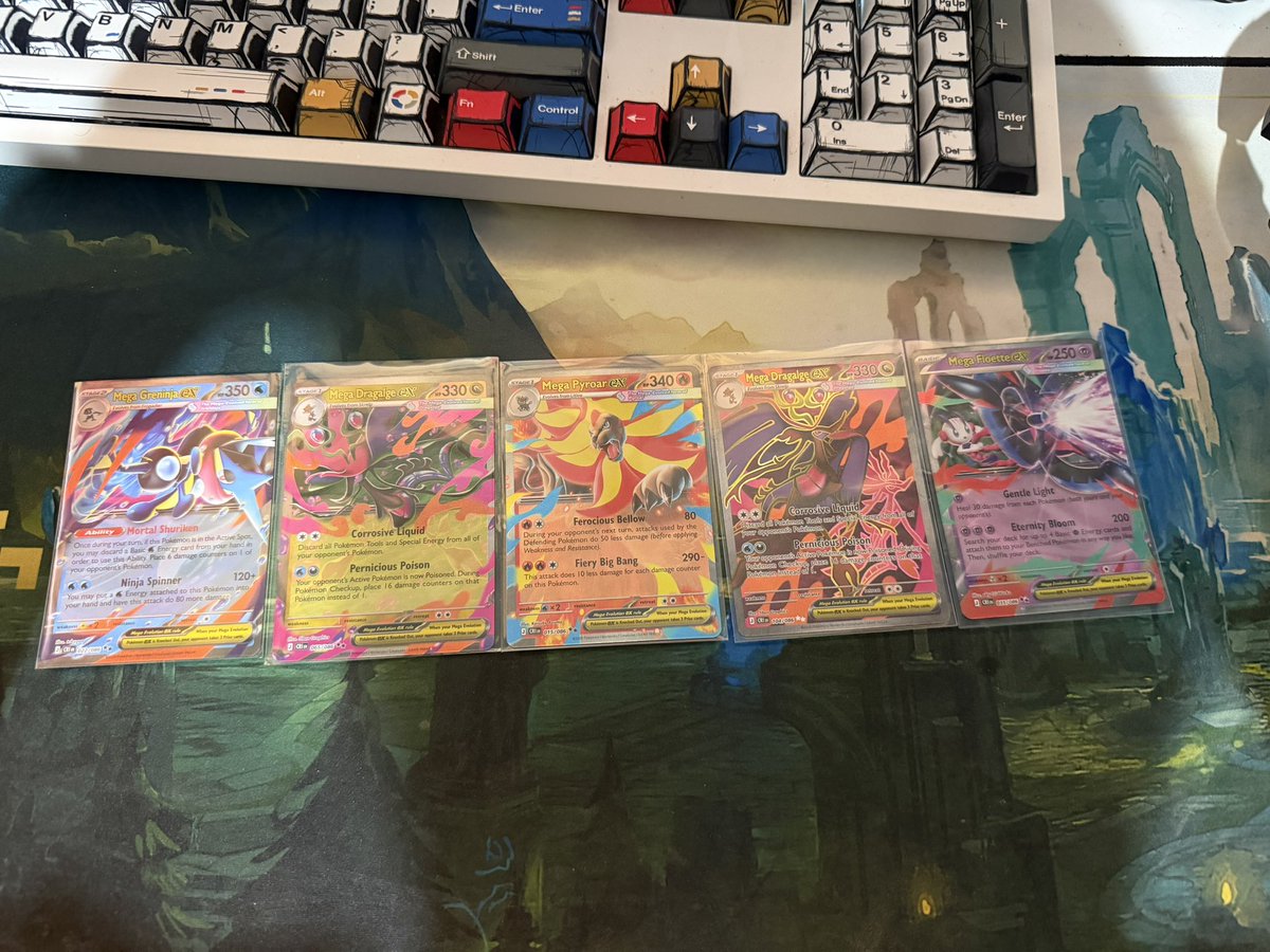 LunosDeus's tweet photo. @Catscollecttcg These are the EXs that I have. Any playable bulk in specific that you need from chaos rising https://t.co/wMRtj8o84m
