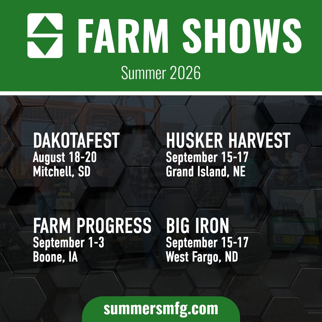 summersmfg's tweet photo. Here we come! Stop by our booth and check out what we’ve been up to at @Dakotafest, @FPShow, @HHDays, and @BigIronFarmShow in August and September. Whether you’re an old friend, new acquaintance, or just passing through — we hope you’ll stop by and say hi 👋 https://t.co/MTYU6s8P00