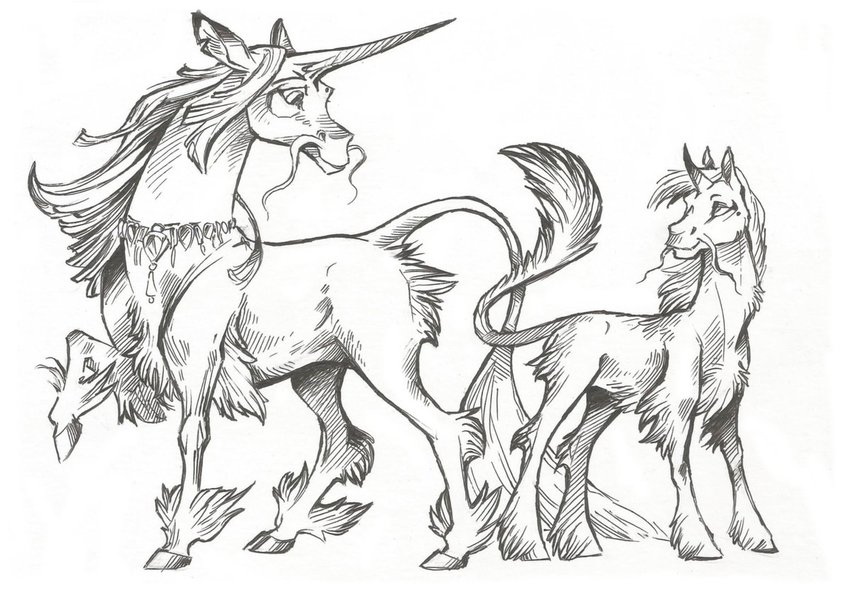 Taski_Guru's tweet photo. Line art of fantasy equine family characters
#lineart #horseoc #foals #line_art #longma #hellhorse #unicorn_oc https://t.co/jJTHG7gvgs
