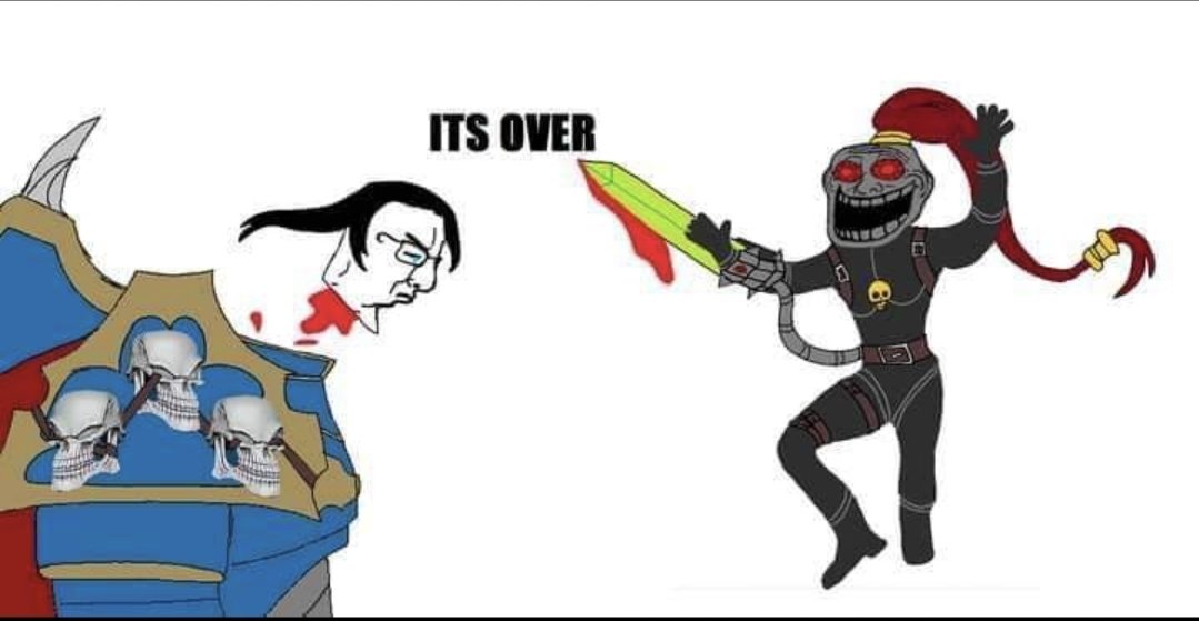 SharrowJtodd's tweet photo. >Corax withdrawals to save his legion that was caught in a 3 way ambush
>Corax was also badly wounded with a crushed ribcage and a broken lighting claw
>Still confident he could've won, just at the cost of his legion
>Even Curze admits he was unsure if he could've won
>Curze admits Corax is his superior

Lets not get a-head of ourselves with tourist level copes.