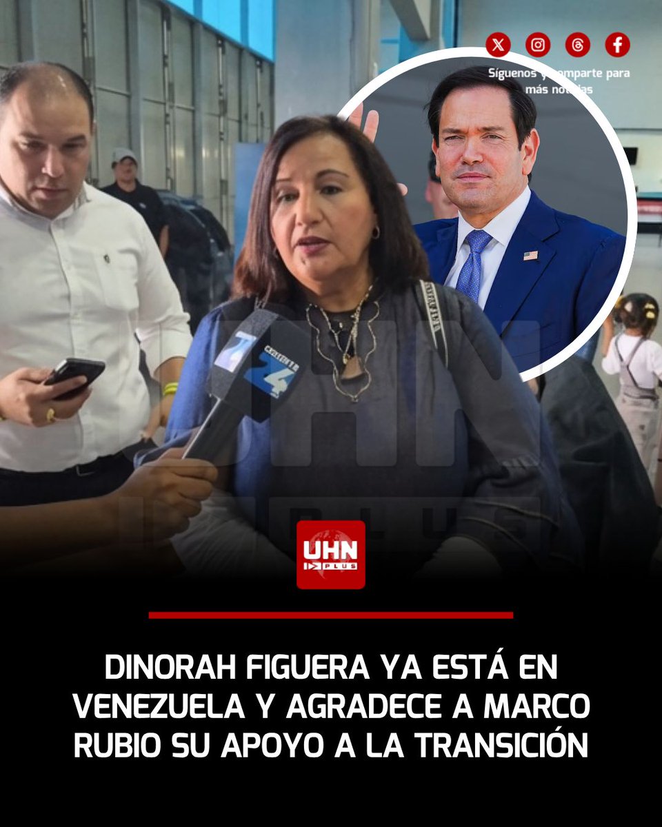 UHN_Plus's tweet photo. 🇻🇪🇺🇸‼️ | Tras llegar este miércoles al Aeropuerto Internacional General José Antonio Anzoátegui, la Presidenta de la Asamblea Nacional de 2015, Dinorah Figuera, agradeció públicamente al Secretario de Estado de EE. UU., Marco Rubio, por su respaldo al proceso de transición democrática.