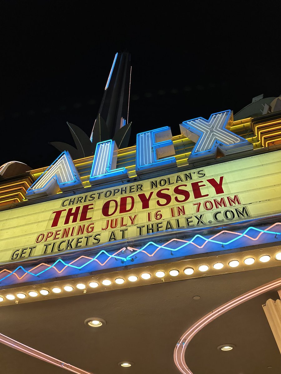 Danimalish's tweet photo. The Alex Theatre is my favorite place to watch THE ODYSSEY. The print was gorgeous, and the theater itself is stunning. The neo-classic Greek architecture makes it a perfect place to watch THE ODYSSEY. https://t.co/LowvFIVypP
