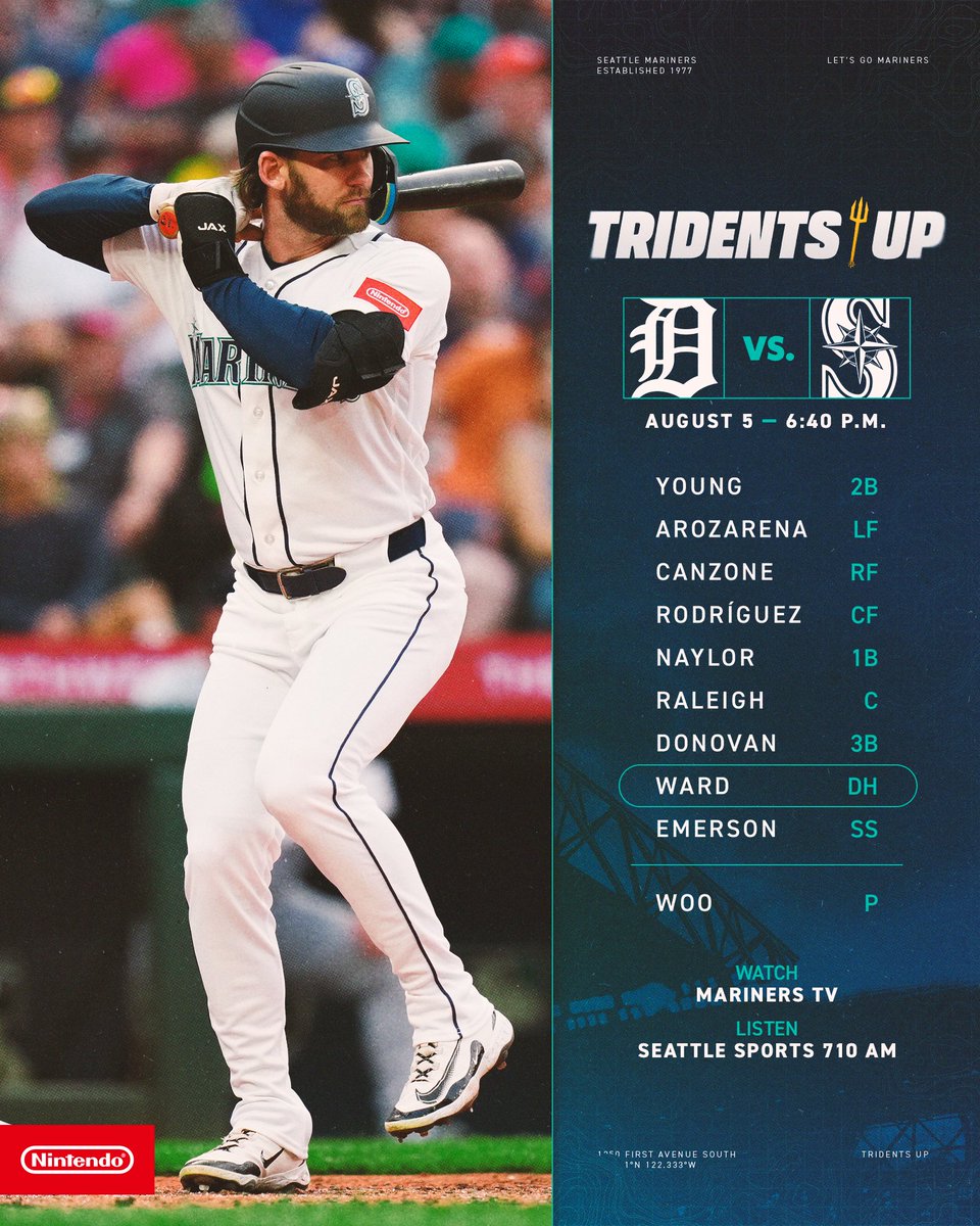 Mariners's tweet photo. Back at it for Game 2 with Bryan on the bump. #TridentsUp https://t.co/Fak8KMwjB0