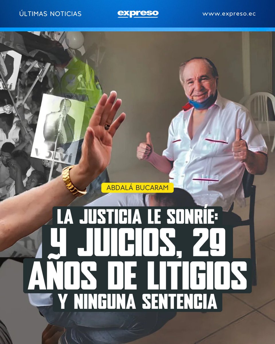 Expresoec's tweet photo. A casi tres décadas de dejar el poder, el expresidente Abdalá Bucaram acumula juicios, extradiciones fallidas y una prolongada impunidad.

Los detalles  👇 https://t.co/ShrdiMUd3n https://t.co/xQPfMo956k