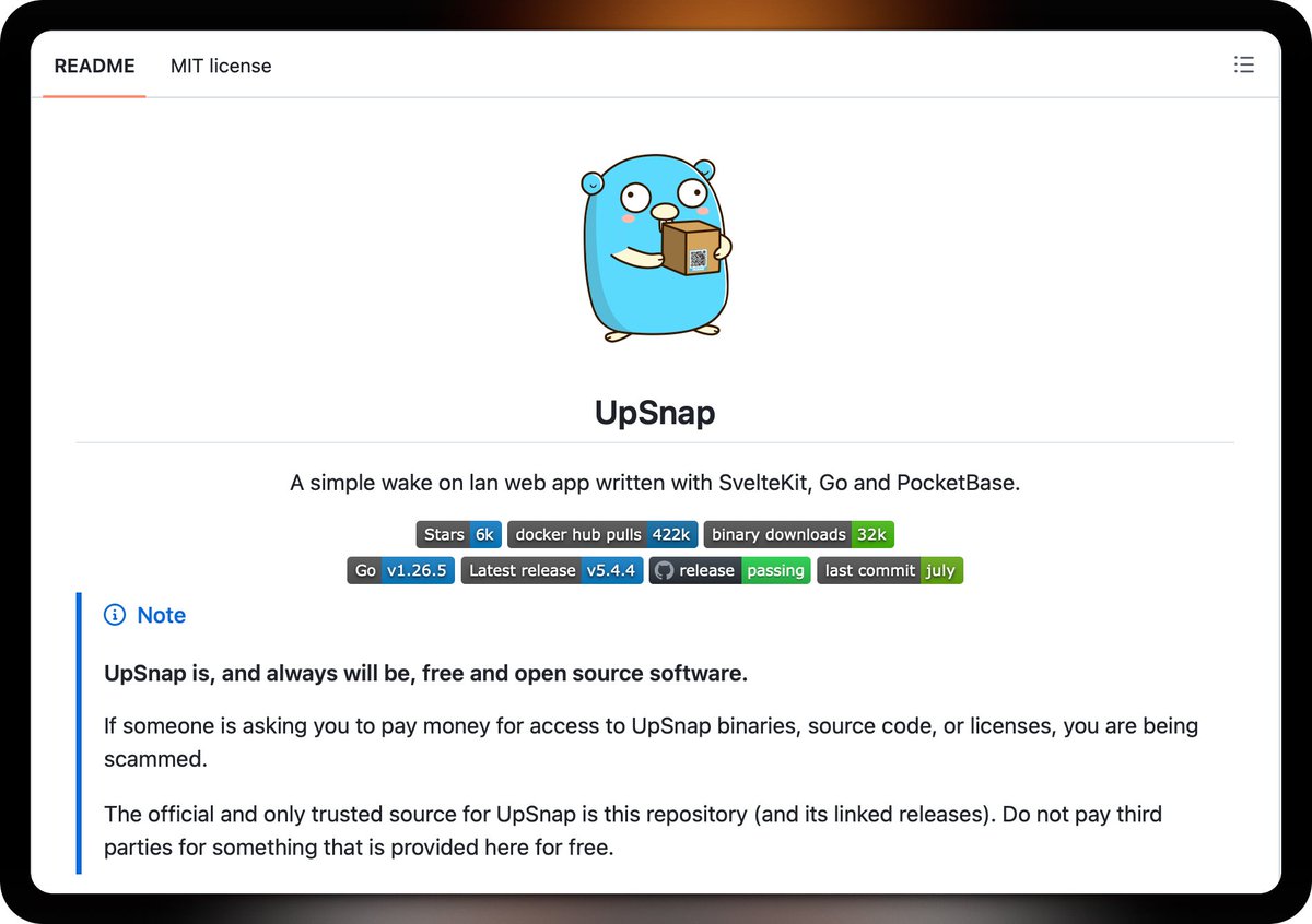 UpSnap: SvelteKit, Go, PocketBase로 구축된 무료 셀프 호스팅 가능 Wake-on-LAN 대시보드 대표 이미지