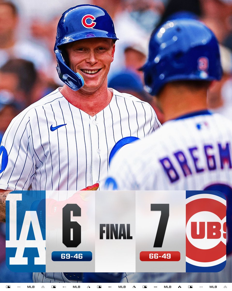 MLB's tweet photo. PCA clubs two home runs and the @Cubs hold on to sweep the Dodgers! https://t.co/6M2TvOky7K