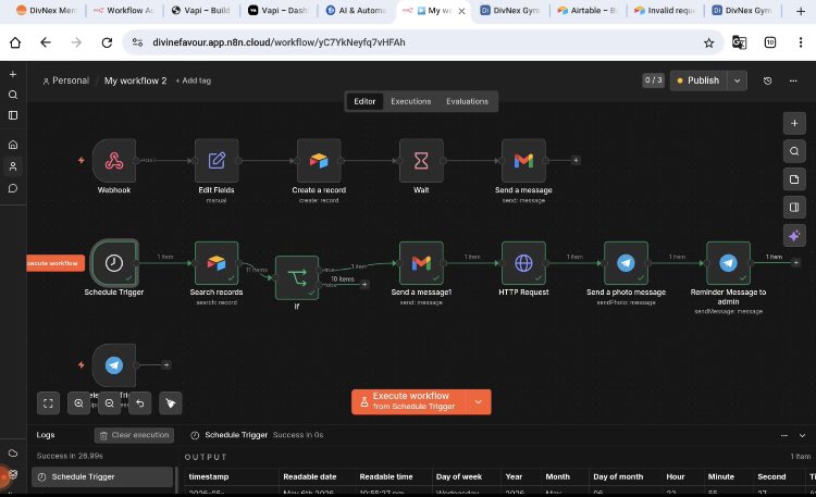DivNex_Ese's tweet photo. Built a gym subscription workflow 🛠️

- Clean interface to pick a plan
- Auto reminders when your plan expires
- Success email with nice UI

So I never miss a workout... or my renewal 💪 https://t.co/KfTLwQ9AMG