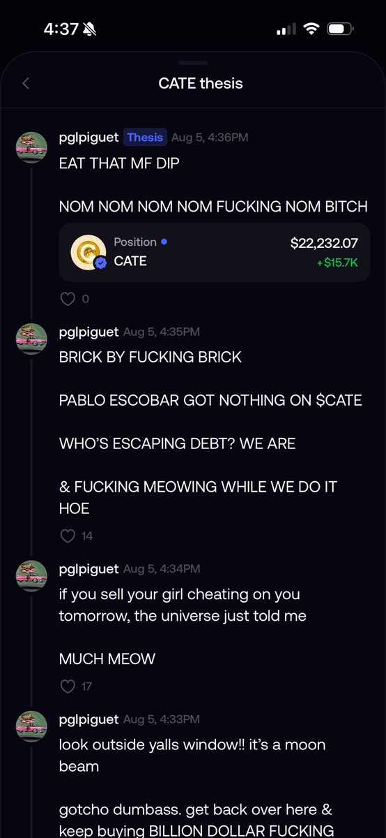 hello__kaity's tweet photo. @PGL_BULLISH @PoorGoat_ 
Most dedicated Cate member is definitely this guy. I don’t even think he sleeps 🚀😭 https://t.co/Z8tk6LGduC
