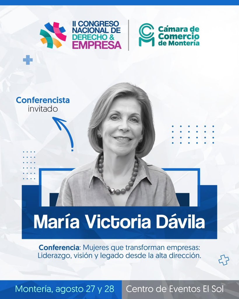 JoseRLarrarteG's tweet photo. 🔴#ELDATO🔴

La Cámara de Comercio de Montería (@ccmonteria) encabezada por su director ejecutivo Álvaro Segrith Sepúlveda (@AlvaroSegrith) te invitan a participar en el II Congreso Nacional de derecho y empresa este 27 y 28 de Agosto.

INSCRÍBETE AQUÍ: https://t.co/0wwjudCQX1 https://t.co/JrojB55Q5o