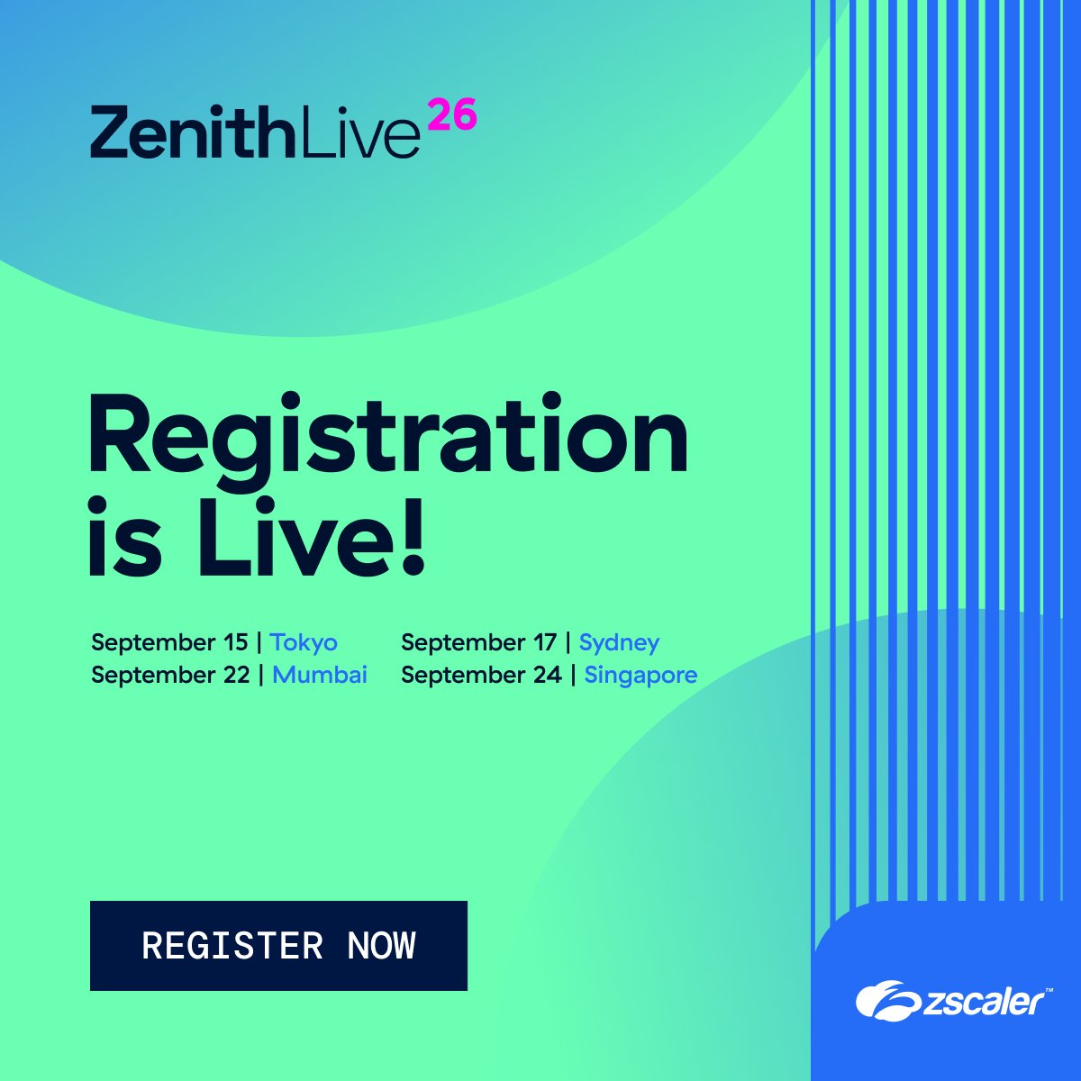 zscaler's tweet photo. 🏁 Las Vegas and Vienna set the pace, now #ZenithLive is heading to four more stops.
Join us for fresh perspectives on #AI, #ZeroTrust and what's next for cybersecurity.
Pick your stop ➡️ https://t.co/9zZqEnsOZO https://t.co/SaoJsao5an
