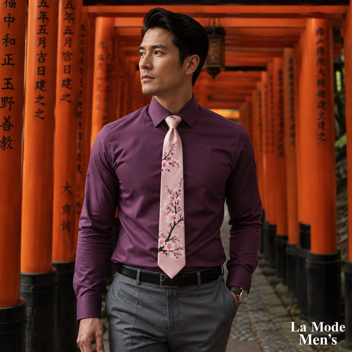 men_mode's tweet photo. Confidence begins with the details.
A plum slim-fit dress shirt paired with a cherry blossom pattern tie, inspired by Kyoto’s iconic Fushimi Inari gates. 🌸⛩️
Classic tailoring. Global inspiration.
#LaModeMens #MensStyle #MensFashion #Kyoto #CherryBlossom #ProfessionalStyle https://t.co/eUy4W1lEHN