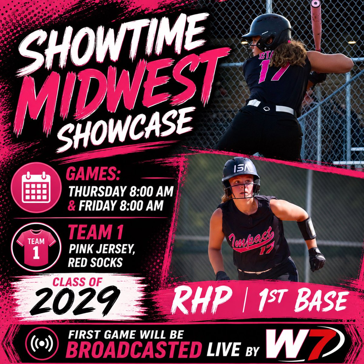KaylieStarks's tweet photo. I’m honored and exited to have this opportunity to share my talents with @ShowtimeSports1 at the Midwest Showcase, Thursday and Friday! GO TEAM PINK! Proud to be representing @ISA_Softball, excited that our first game will be broadcasted by @ProductionsW7, and looking forward to meeting and learning from some amazing coaches!
#2029grad
#softballpitcher
#MakeAnImpact