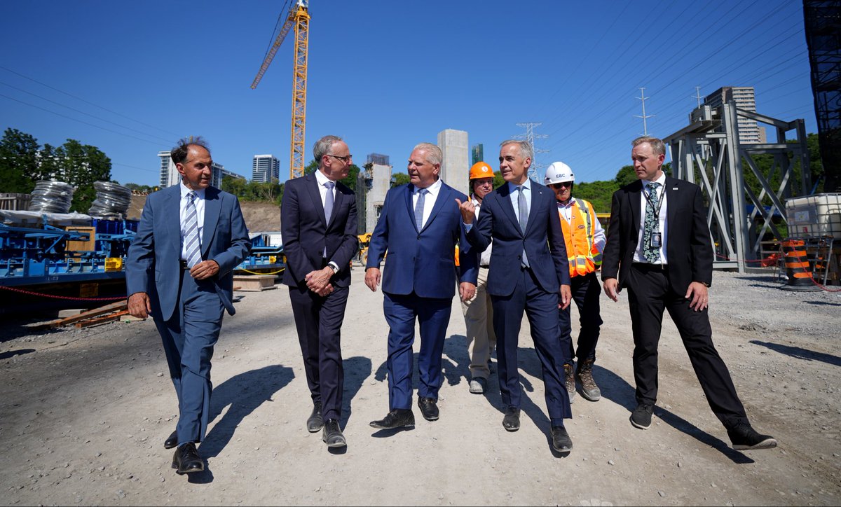 fordnation's tweet photo. I joined Prime Minister @MarkJCarney in Toronto this afternoon to see the progress being made on the transformational Ontario Line. 

As part of Ontario’s plan to build the largest transit expansion in North America, the Ontario Line is supporting 4700 jobs during construction and will put nearly 230,000 more people within walking distance of fast, reliable transit.