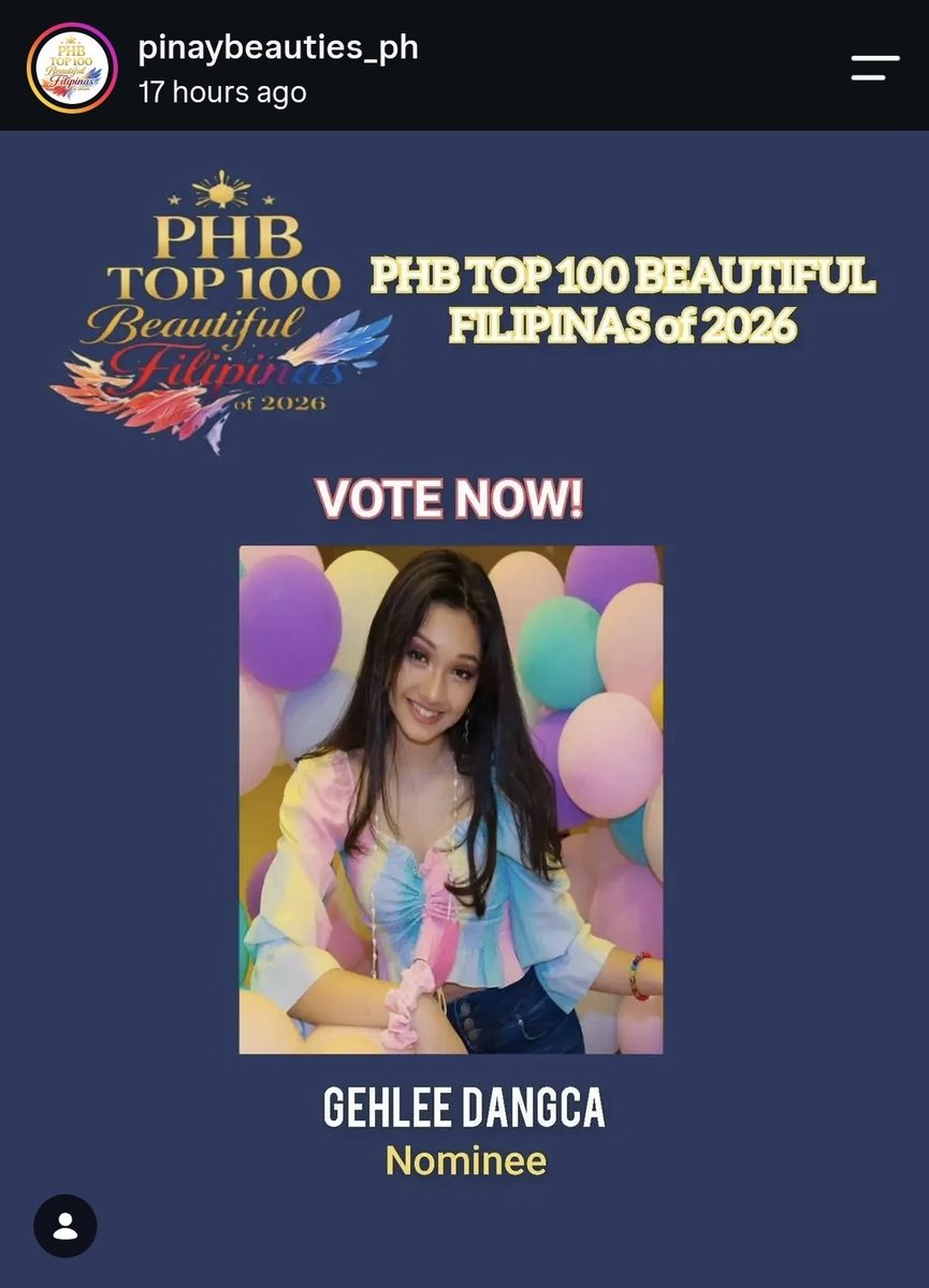 RV_UNIS_Ria's tweet photo. [🗳]

Our #Gehlee of UNIS (@UNIS_offcl) has been nominated for the PHB Top 100 Beautiful Filipinas of 2026,  a fan poll organized by PH Beauties (PHB), one of the Philippines' beauty pageant communities on Instagram with 114K followers.

 🗓️ Voting period: June 22 – Sept 4 

Voting mechanics:
❤️ Like = 5 votes
💬 Comment = 2 votes
🔁 Share/Repost = 2 votes

We can also vote through PHB's Facebook, Threads, and Telegram accounts.

🔗https://t.co/adqrNoDyQl
🔗https://t.co/YXgHZJPR44

#GehleeDangca #UNIS #PHB100BeautifulFilipinas2026