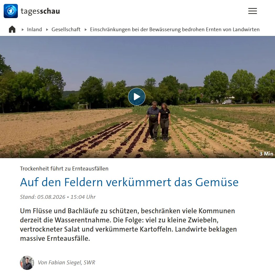 Climate_Inform's tweet photo. @CDU @bundeskanzler In Deutschland (und in anderen EU-Ländern) vertrocknet das Gemüse auf den Feldern. 

Es ist mit großen Ernteausfällen zu rechnen. 

Das ist aber keine Hauptnachricht, sondern kam weiter hinten, weil "Hunger" ist wohl keine wichtige Angelegenheit, oder? 

https://t.co/D6PZKashiz https://t.co/GUwpGNwbEw