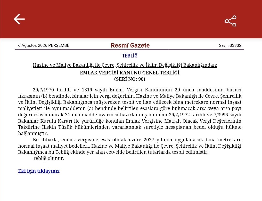 alpertungaakkus's tweet photo. Ev alana vergi, ev satana vergi, ev tutana vergi…

Şimdi de emlak vergisi hesabında esas alınan bina maliyetleri %27,26 artırıldı.

Yani aynı ev için devletin hesapladığı vergi değeri yükseliyor, bunun da faturası daha yüksek emlak vergisi olarak vatandaşa çıkıyor.

Sonra da “konut neden ucuzlamıyor?” diye şaşırıyoruz.