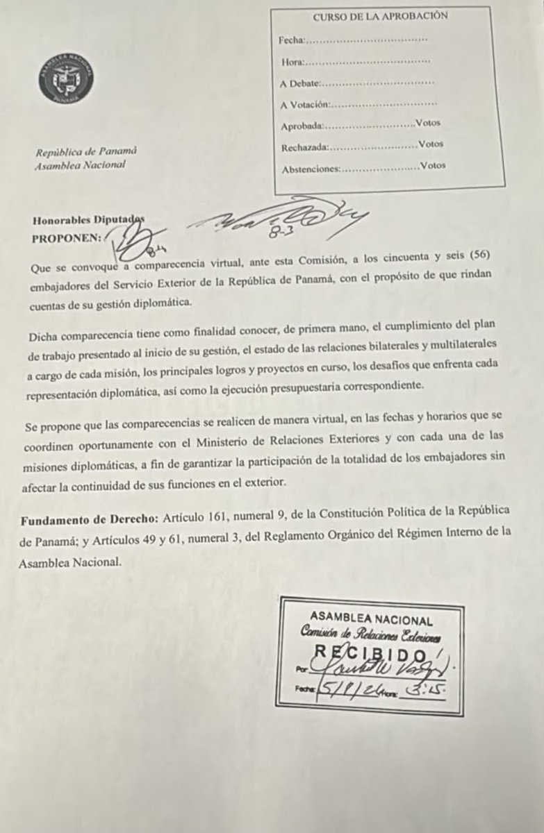 TReporta's tweet photo. El diputado de @vamosporpanama, @RobertoJZuniga, presentó ante la Comisión de Relaciones Exteriores de la @asambleapa, una propuesta para convocar a comparecencia virtual a los 56 embajadores del Servicio Exterior de la República de Panamá.

Esta compartecencia busca que los embajadores rindan un informe al país sobre el estado de las relaciones bilaterales y multilaterales que mantiene Panamá, lo principales logros y proyectos en ejecución, desafíos que enfrenta cada misión diplomática y la ejecución de los recursos presupuestarios asignados.