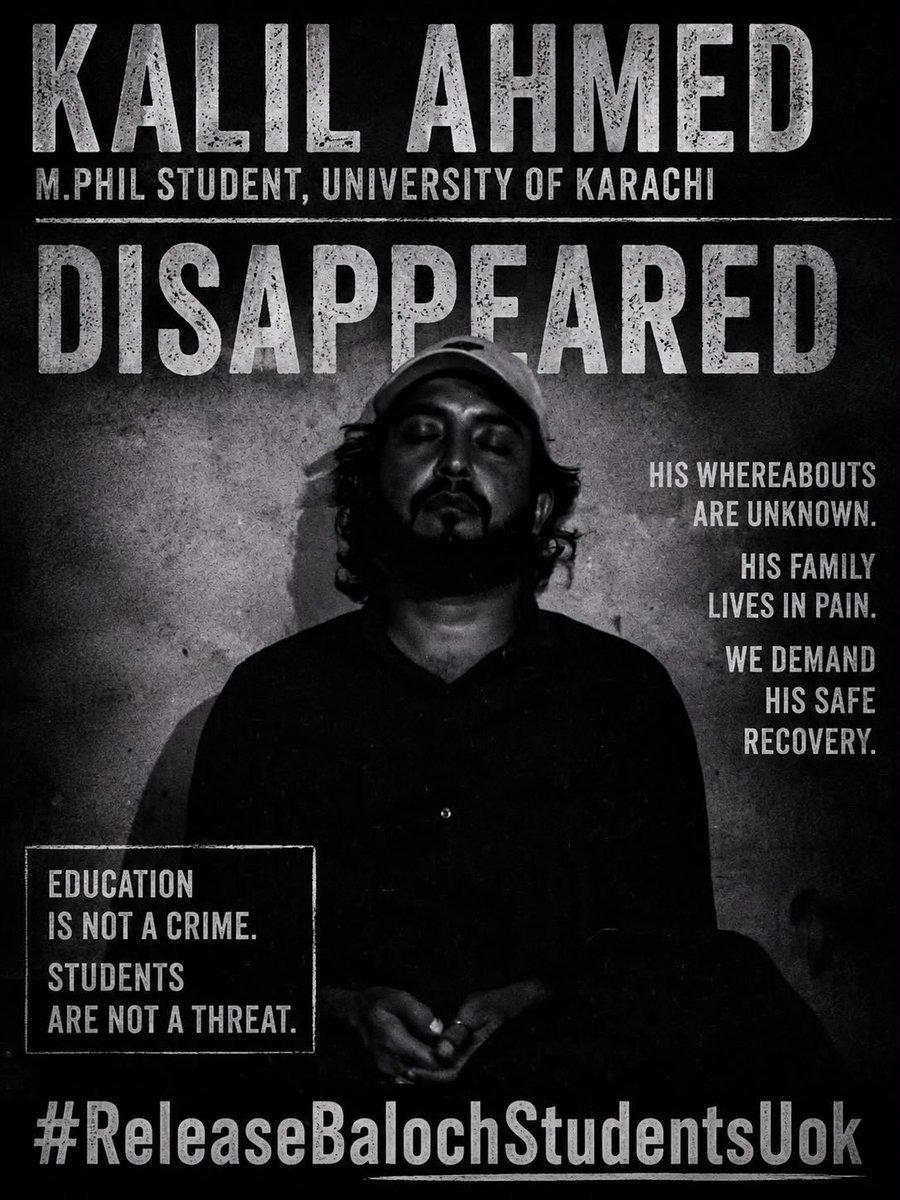 ReleaseKhalil's tweet photo. Khalil came from Awaran to karachi to continue his further studies, but instead of book what he received is the suffocating torture cells. 

#ReleaseKhalilBaloch
#SaveBalochStudents https://t.co/7y4GWuVHlt